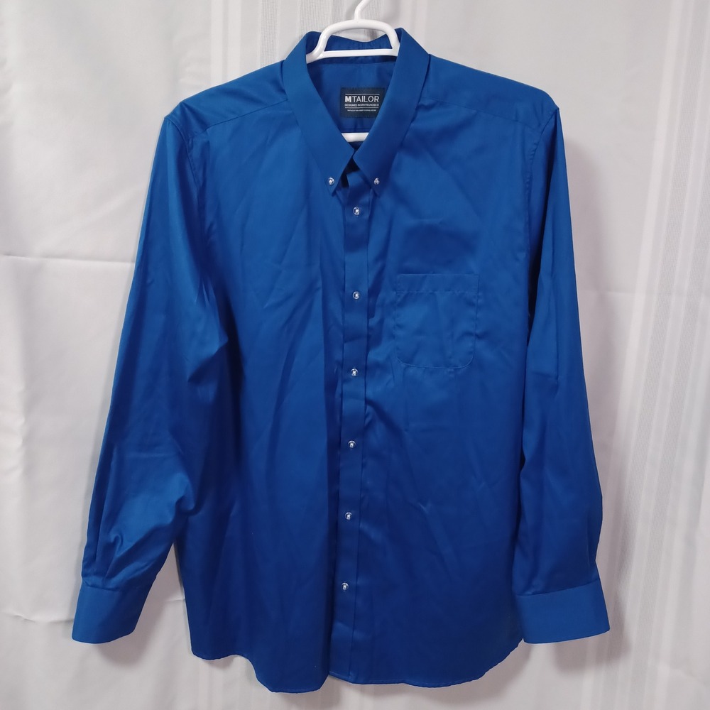 MTailor Mens Royal Blue Button Down Shirt 100% Cotton Long Sleeve‎ Custom Fit